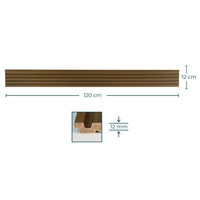 Painel ripado - ripa fina - castanho 1,2m