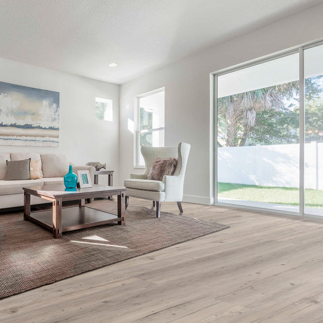 Pavimento vinílico SPC adesivo cinza