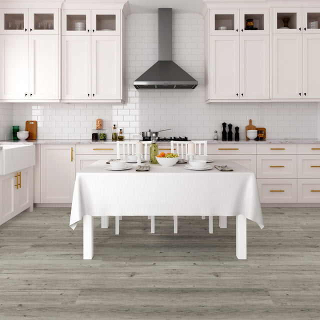 Pavimento vinílico SPC adesivo cinza