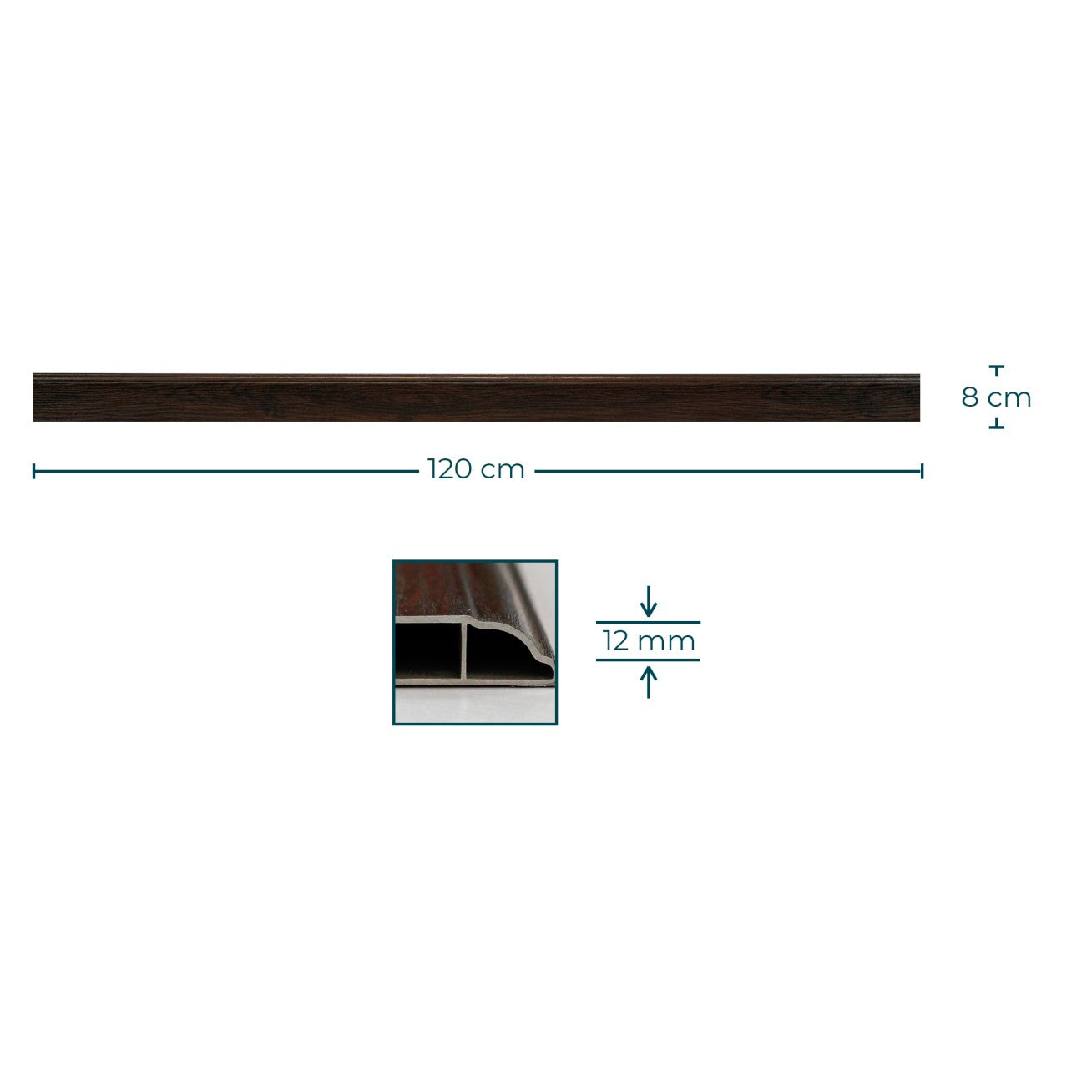 Rodapé vinílico castanho escuro - 1,2m