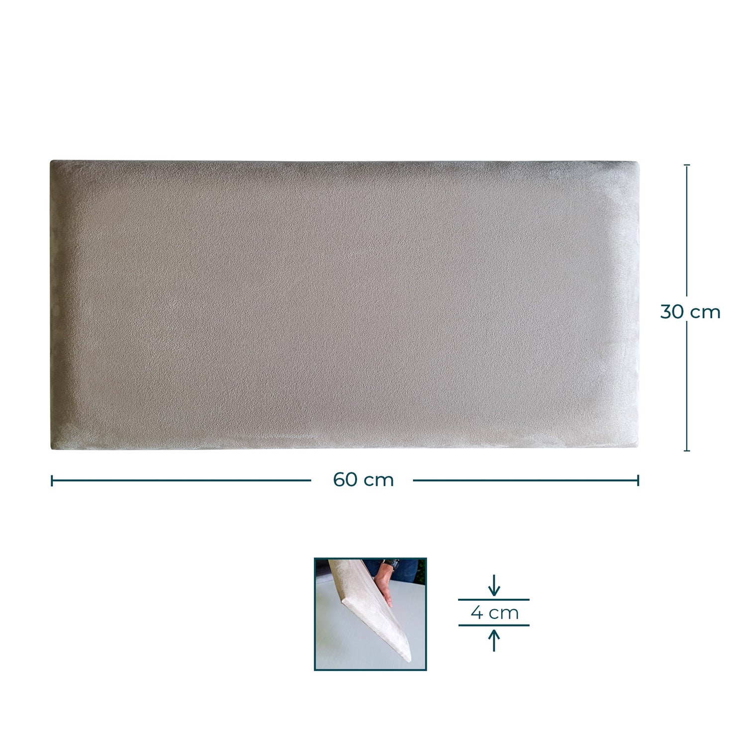 Cabeceira estofada Suede Bege 30x60cm