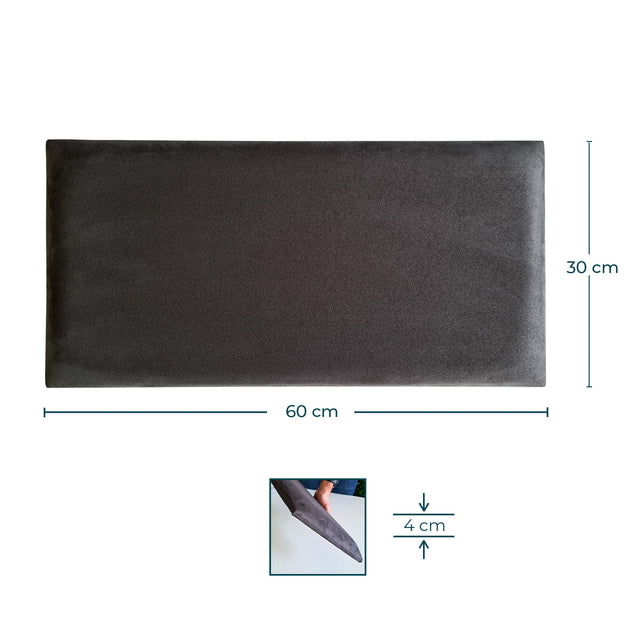 Cabeceira estofada Suede Cinza escuro 30x60cm