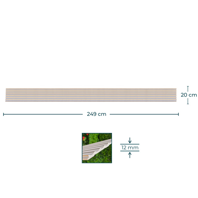Painel ripado - Côncavo - Branco/Dourado 2,49m