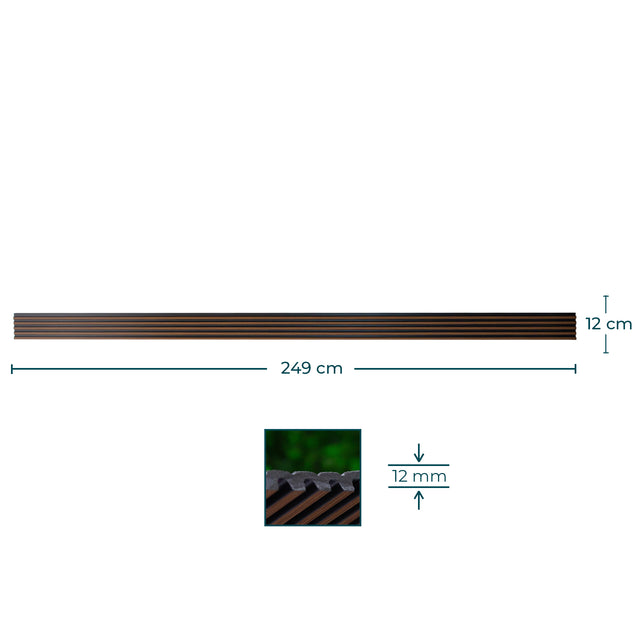 Painel ripado - ripa fina - preto/castanho 2,49m
