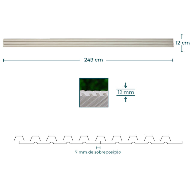 Painel ripado - ripa fina - branco madeira 2,49m