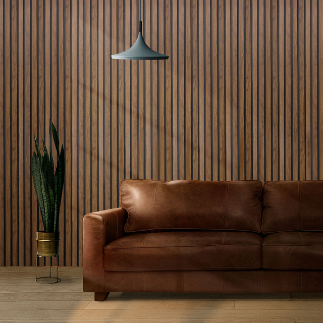 Painel ripado - ripa larga baixa - preto/castanho 2,49m