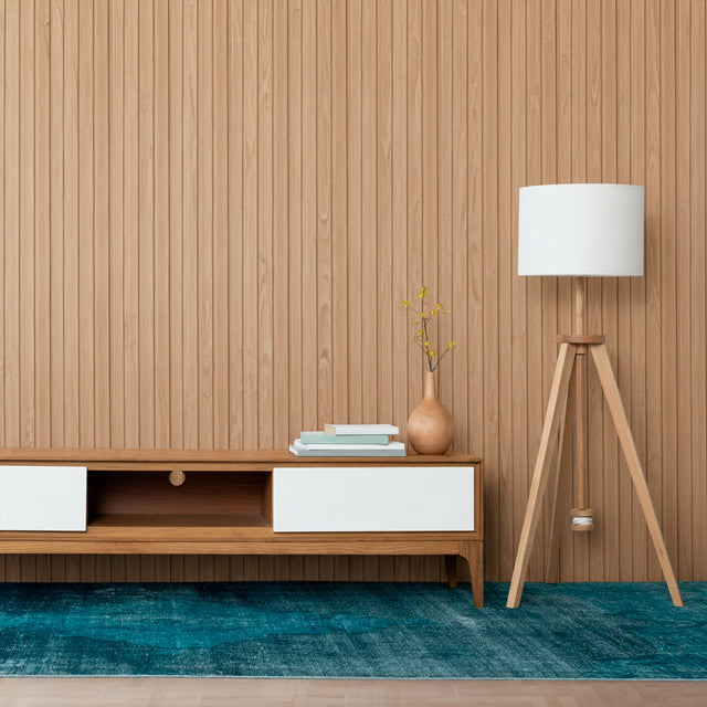 Painel ripado - ripa larga baixa - castanho claro madeira 2,49m