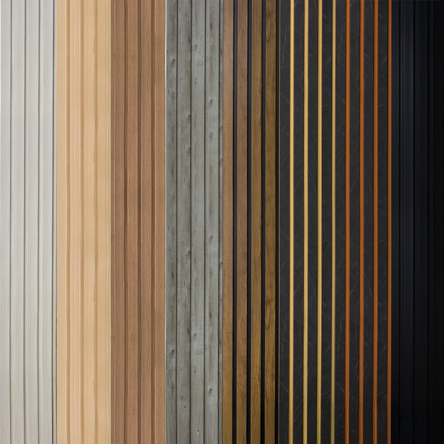 Painel ripado - ripa larga baixa - castanho claro madeira 2,49m