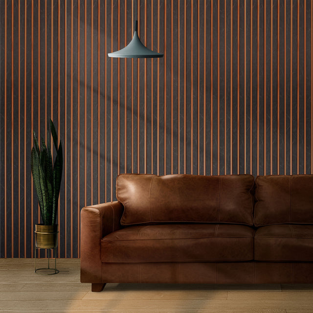 Painel ripado - ripa larga baixa - pedra/bronze 2,49m