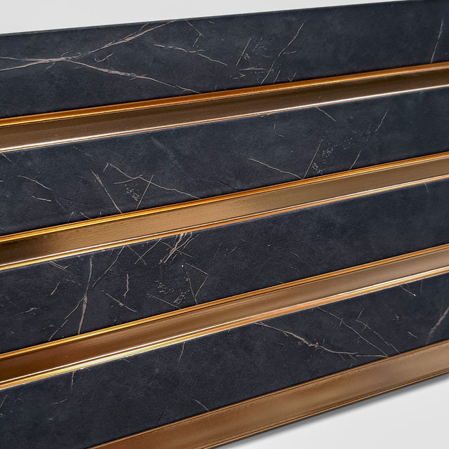 Painel ripado - ripa larga baixa - pedra/bronze 2,49m