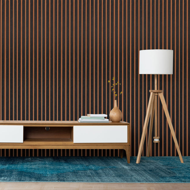 Painel ripado - ripa larga baixa - pedra/bronze 2,49m