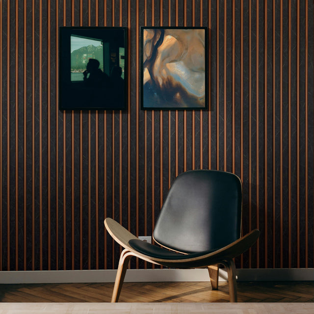 Painel ripado - ripa larga baixa - pedra/bronze 2,49m