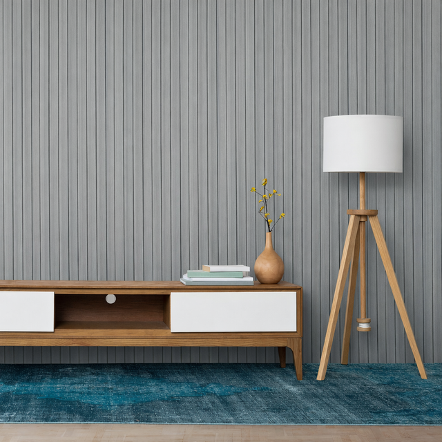 Painel ripado - ripa larga baixa - cinzento madeira 2,49m