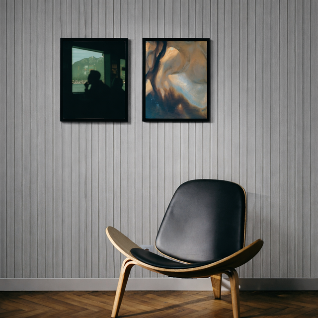 Painel ripado - ripa larga baixa - cinzento madeira 2,49m