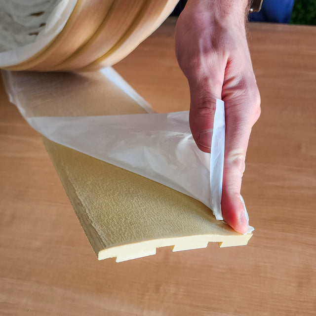 Painel ripado em rolo autoadesivo - bege/castanho claro