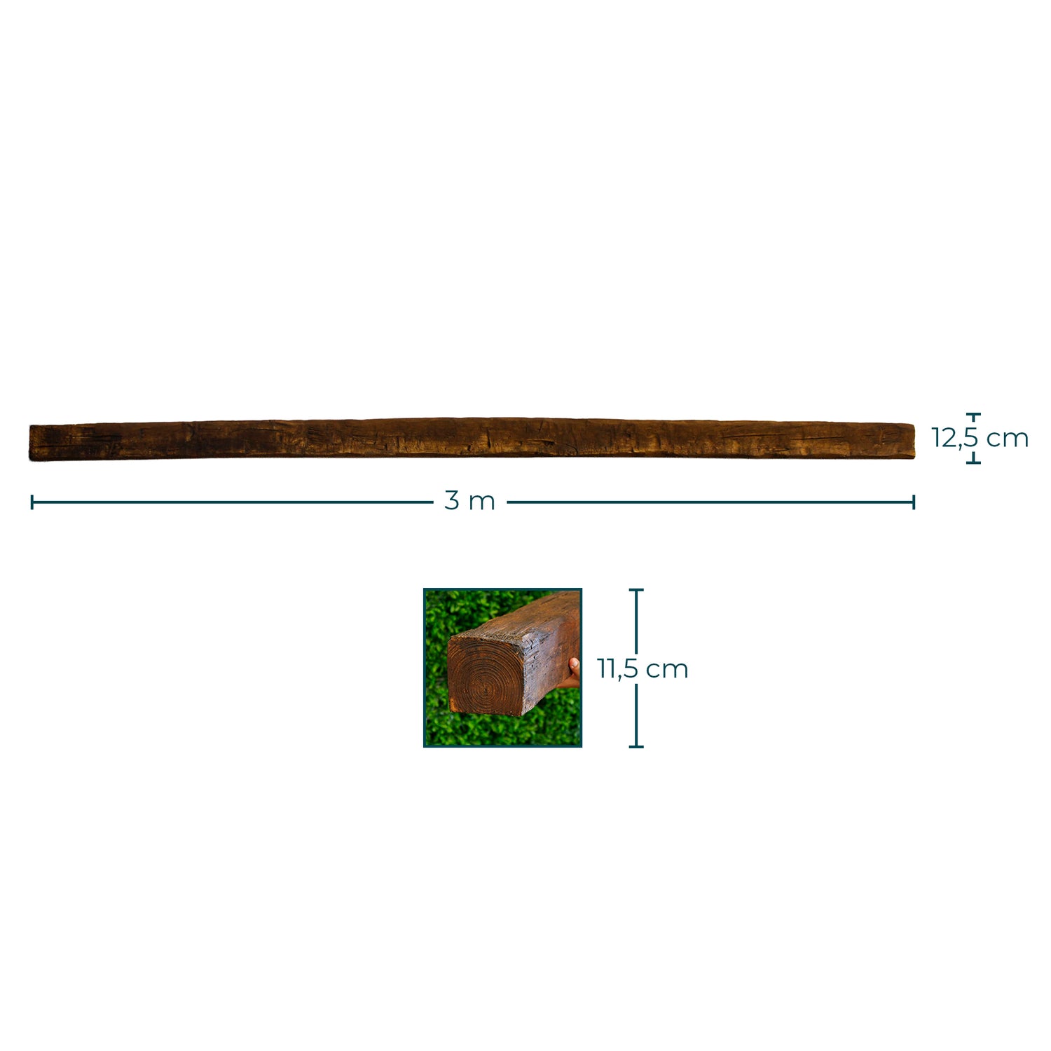 Viga decorativa PU Padrão madeira - Castanho 3 metros