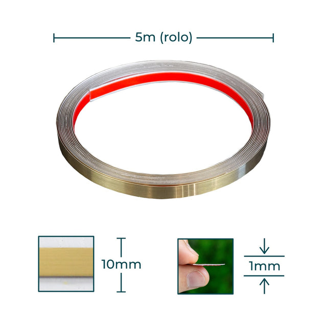 Fita metálica dourada escovada 10mm