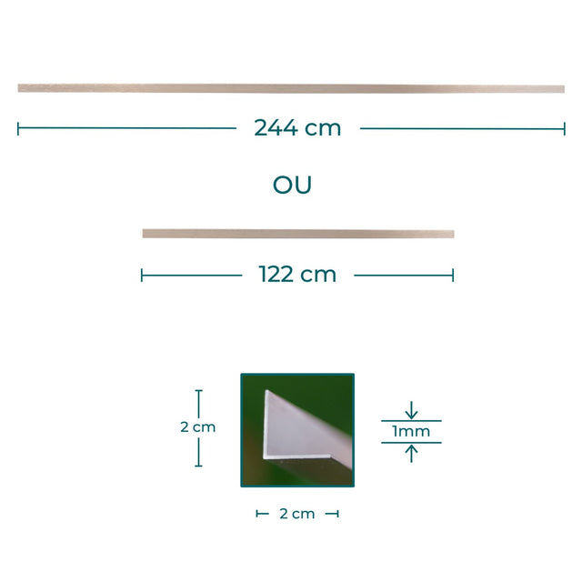 Perfil metálico em L champanhe 20mm - 1,22 m