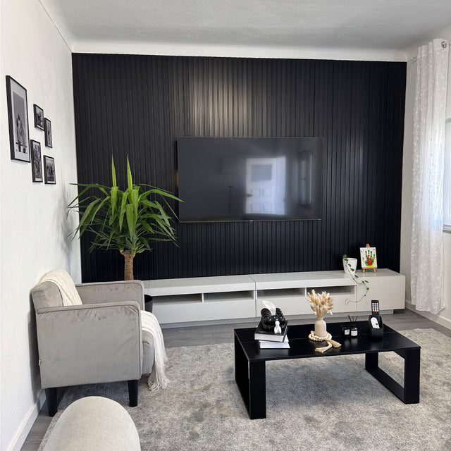 Painel ripado - ripa larga baixa - preto 2,49m