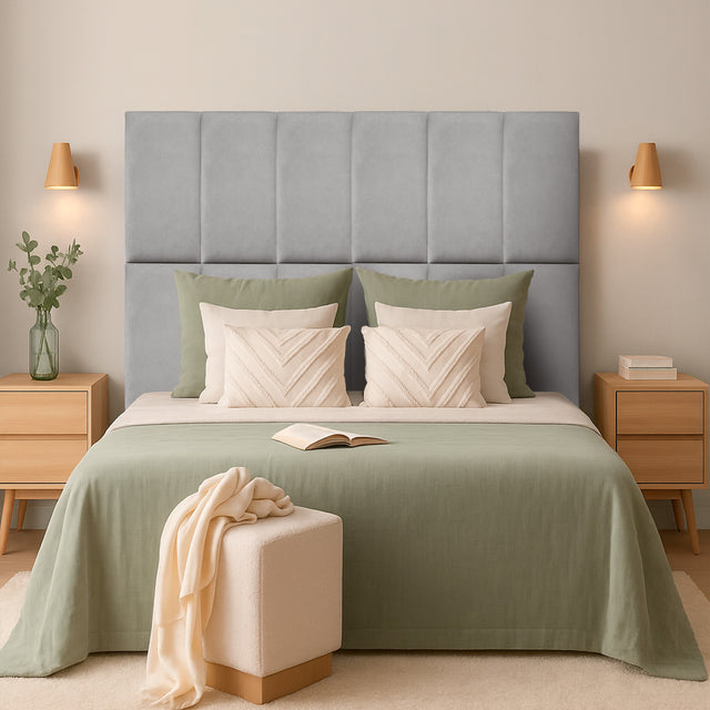 Cabeceira estofada Suede Cinza 30x60cm