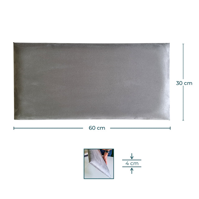 Cabeceira estofada Suede Cinza 30x60cm