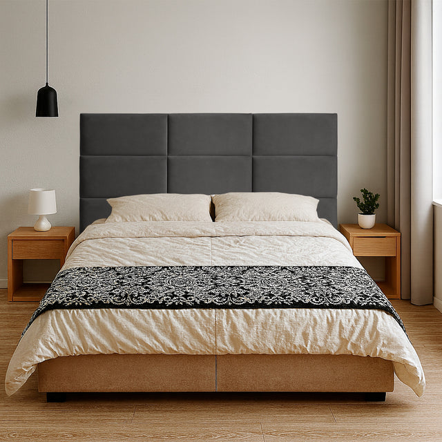 Cabeceira estofada Suede Cinza escuro 30x60cm