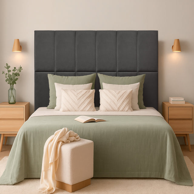 Cabeceira estofada Suede Cinza escuro 30x60cm
