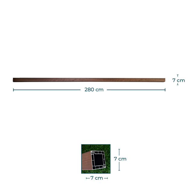 Divisória de ambiente PVC padrão Madeira Carvalho 7cmx7cm com 2,8 metros