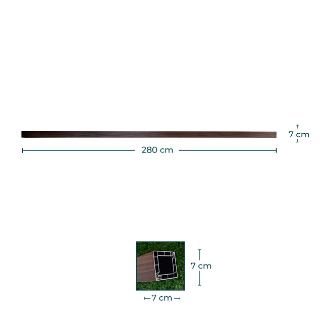 Divisória de ambiente PVC padrão Madeira Nogueira 7cmx7cm com 2,8 metros