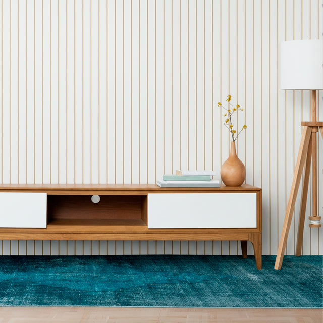 Painel ripado - Côncavo - Branco/Dourado 2,49m