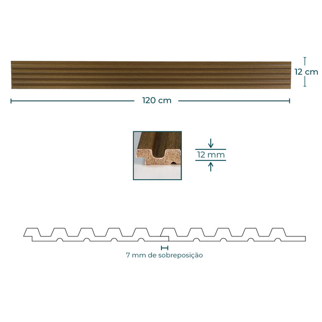 Painel ripado - ripa fina - castanho 1,2m