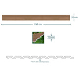 Painel ripado - ripa larga baixa - castanho madeira 2,49m