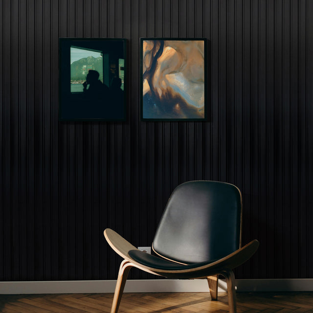 Painel ripado - ripa larga baixa - preto 2,49m