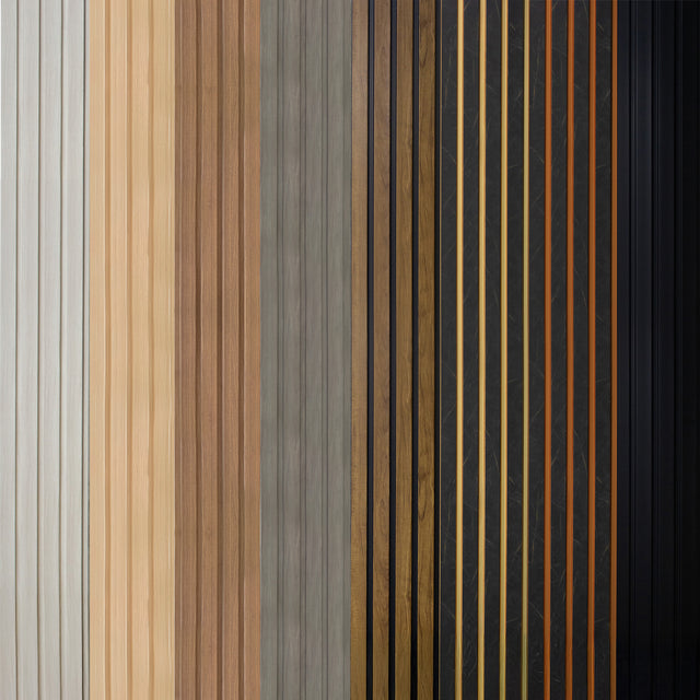 Painel ripado - ripa larga baixa - pedra/dourado 2,49m