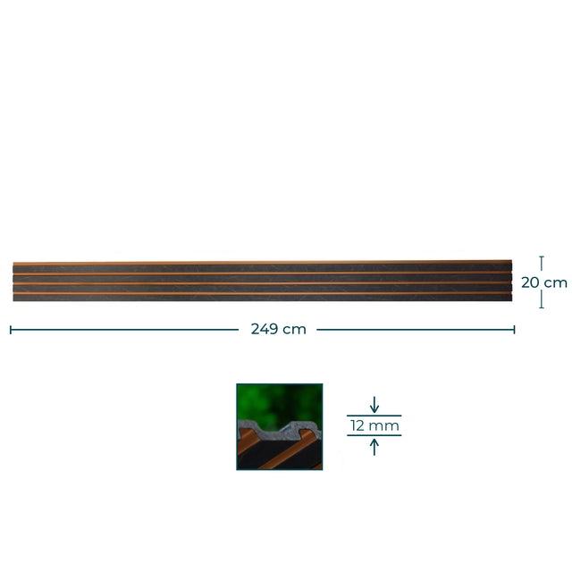 Painel ripado - ripa larga baixa - pedra/bronze 2,49m