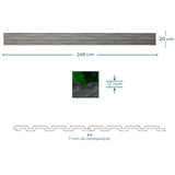 Painel ripado - ripa larga baixa - cinzento madeira 2,49m
