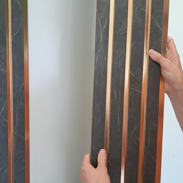 Painel ripado - ripa larga baixa - pedra/bronze 2,49m