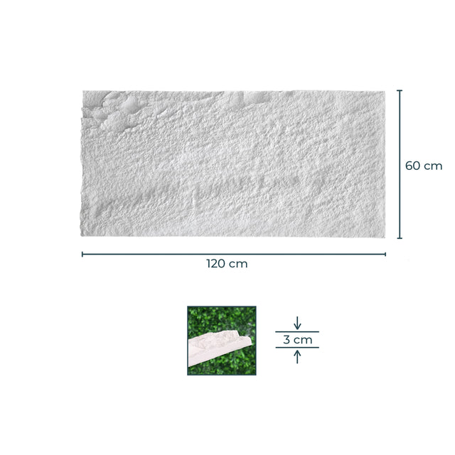 Painel de parede 3D efeito pedra branco 120cm x 60cm