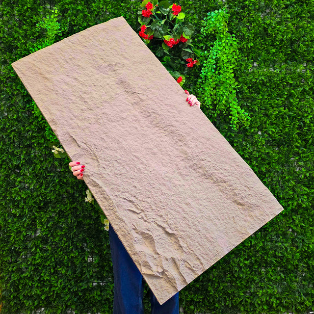 Painel de parede 3D efeito pedra taupe 120cm x 60cm