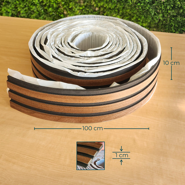 Painel ripado em rolo autoadesivo - preto/castanho