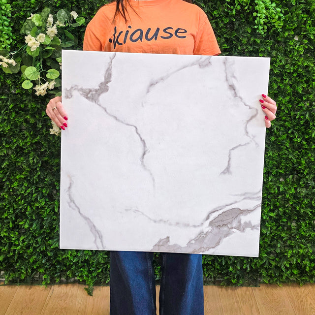 Revestimento vinílico chão e parede LVT dry back mármore branco