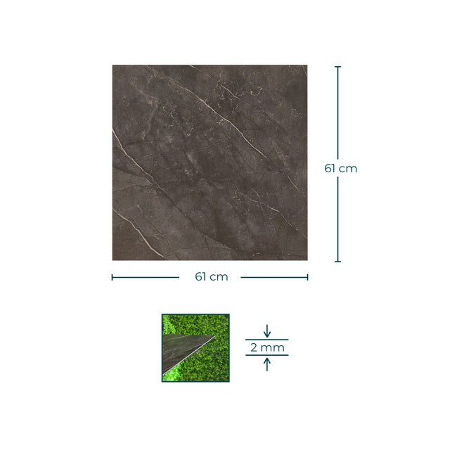 Revestimento vinílico chão e parede LVT dry back mármore preto